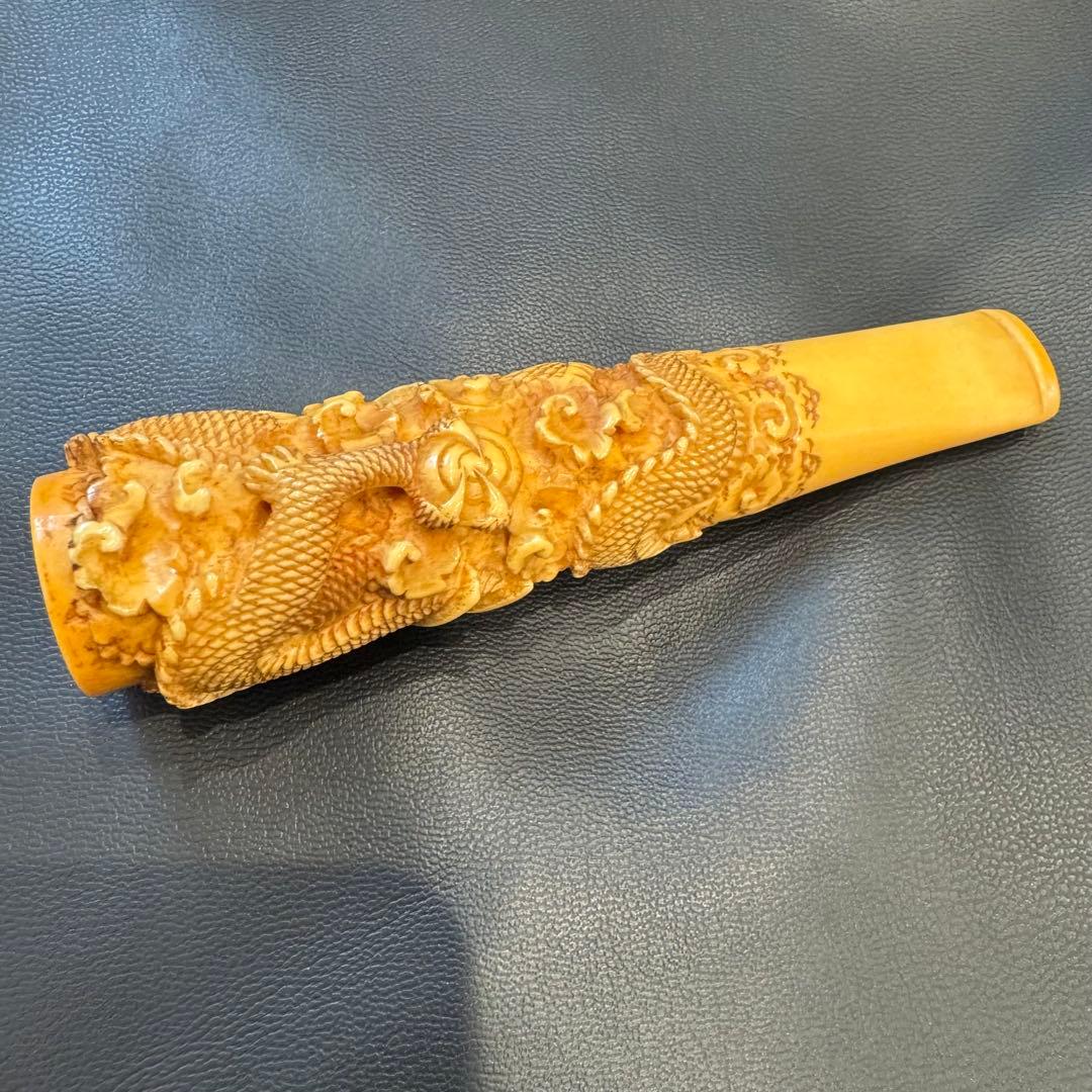 マンモス牙製 龍彫刻煙管　82g