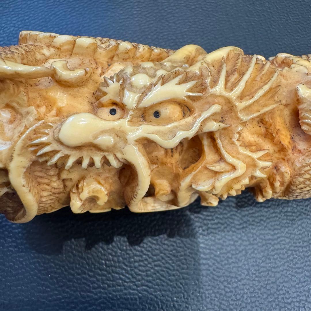 マンモス牙製 龍彫刻煙管　82g