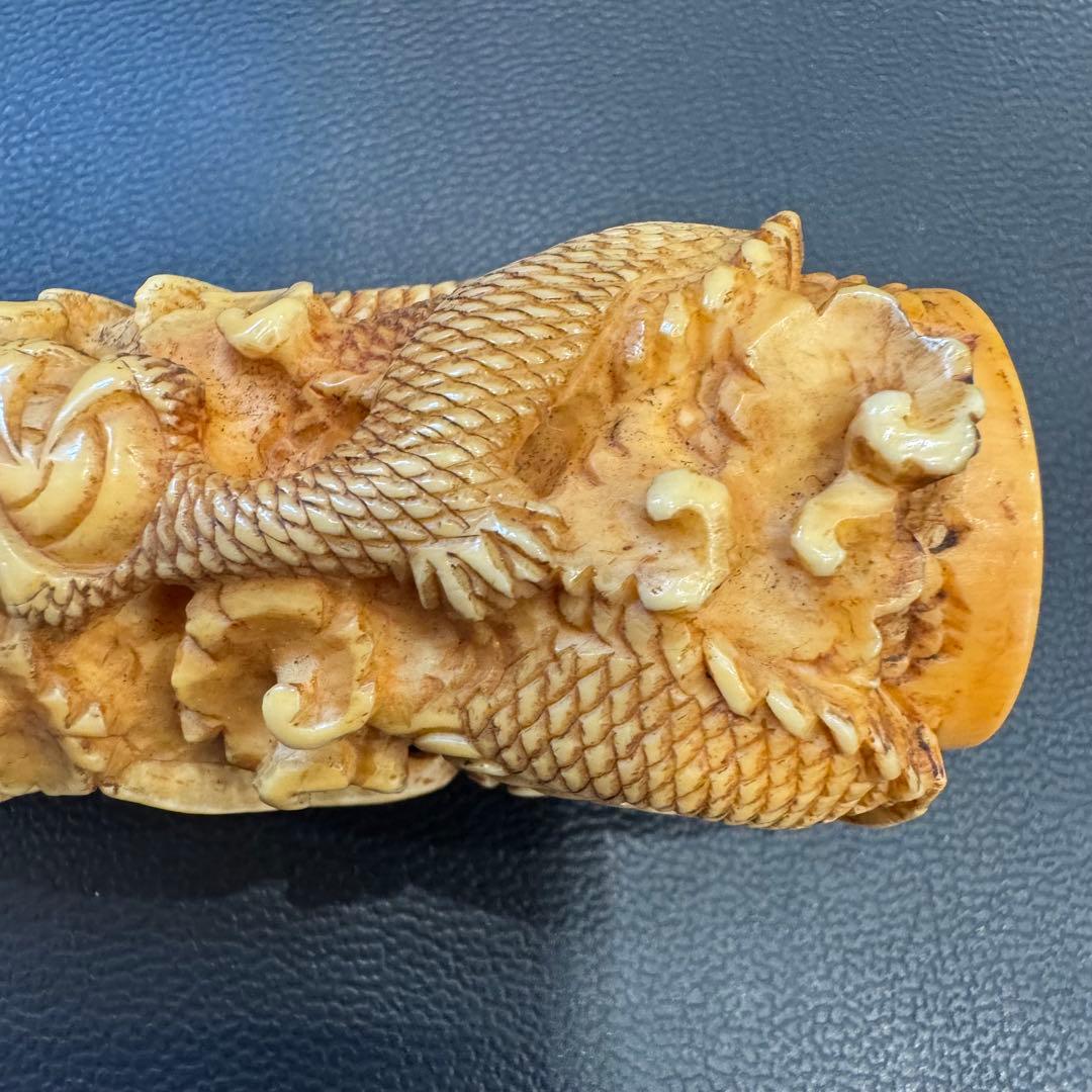 マンモス牙製 龍彫刻煙管　82g