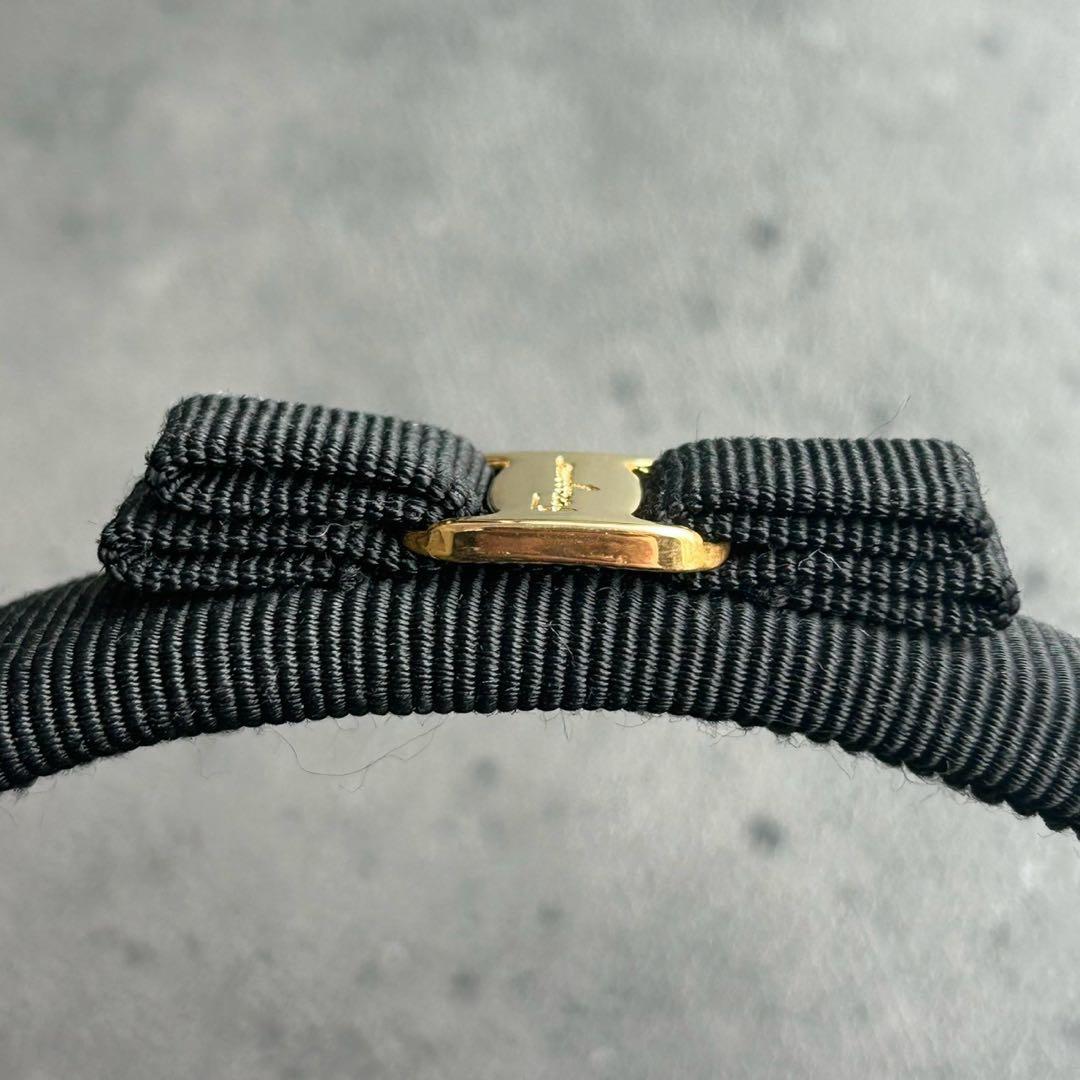 Salvatore Ferragamo ヴァラリボン　カチューシャ　ゴールド金具