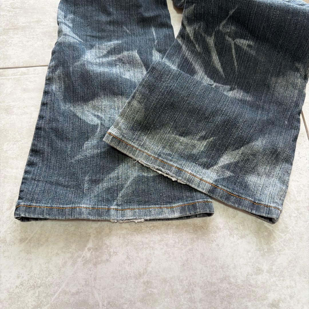 パンツ 00s Flare Denim Lace Beads Gimmick Y2K