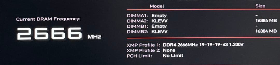 メモリ　KLEVV DDR4 2666MHz 16GB×2