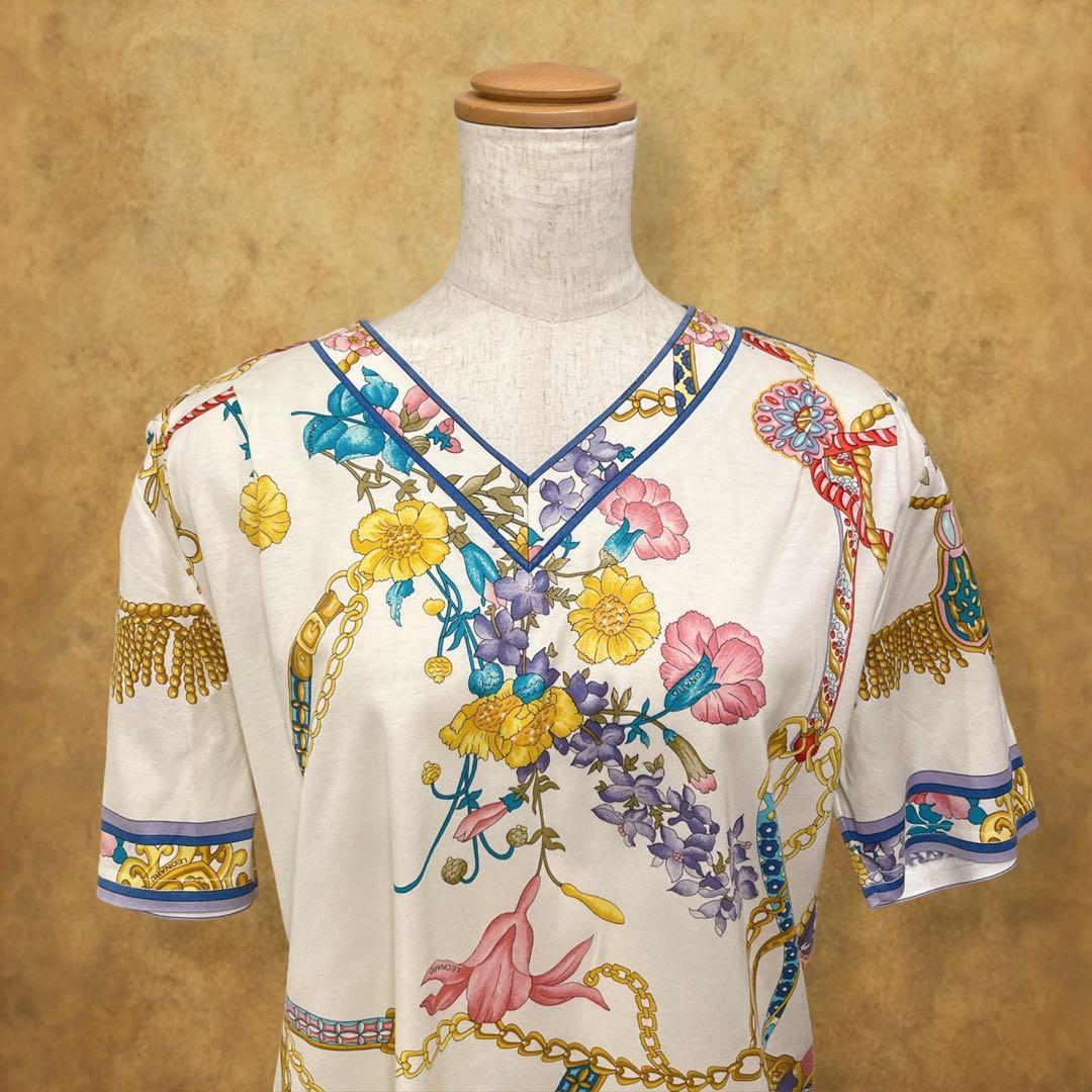 【時巡る】LEONARD 花柄 チェーンモチーフ　カットソー　 春夏　L〜XL