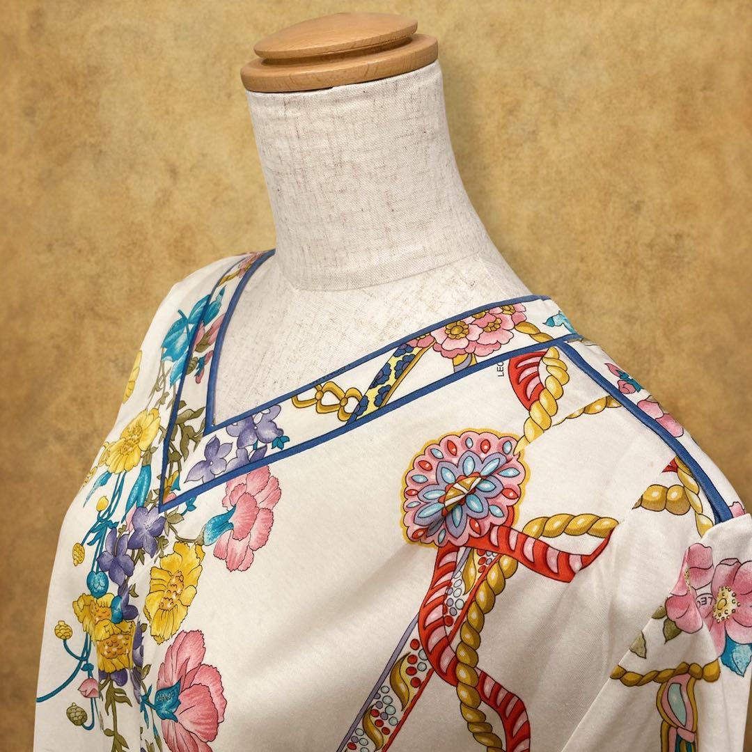 【時巡る】LEONARD 花柄 チェーンモチーフ　カットソー　 春夏　L〜XL