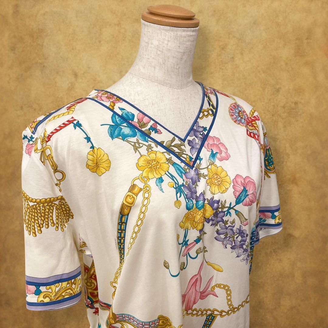 【時巡る】LEONARD 花柄 チェーンモチーフ　カットソー　 春夏　L〜XL