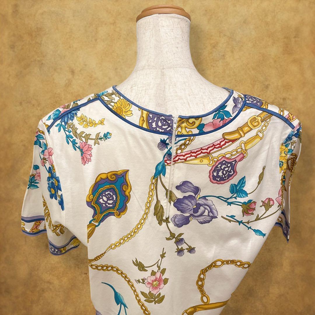 【時巡る】LEONARD 花柄 チェーンモチーフ　カットソー　 春夏　L〜XL