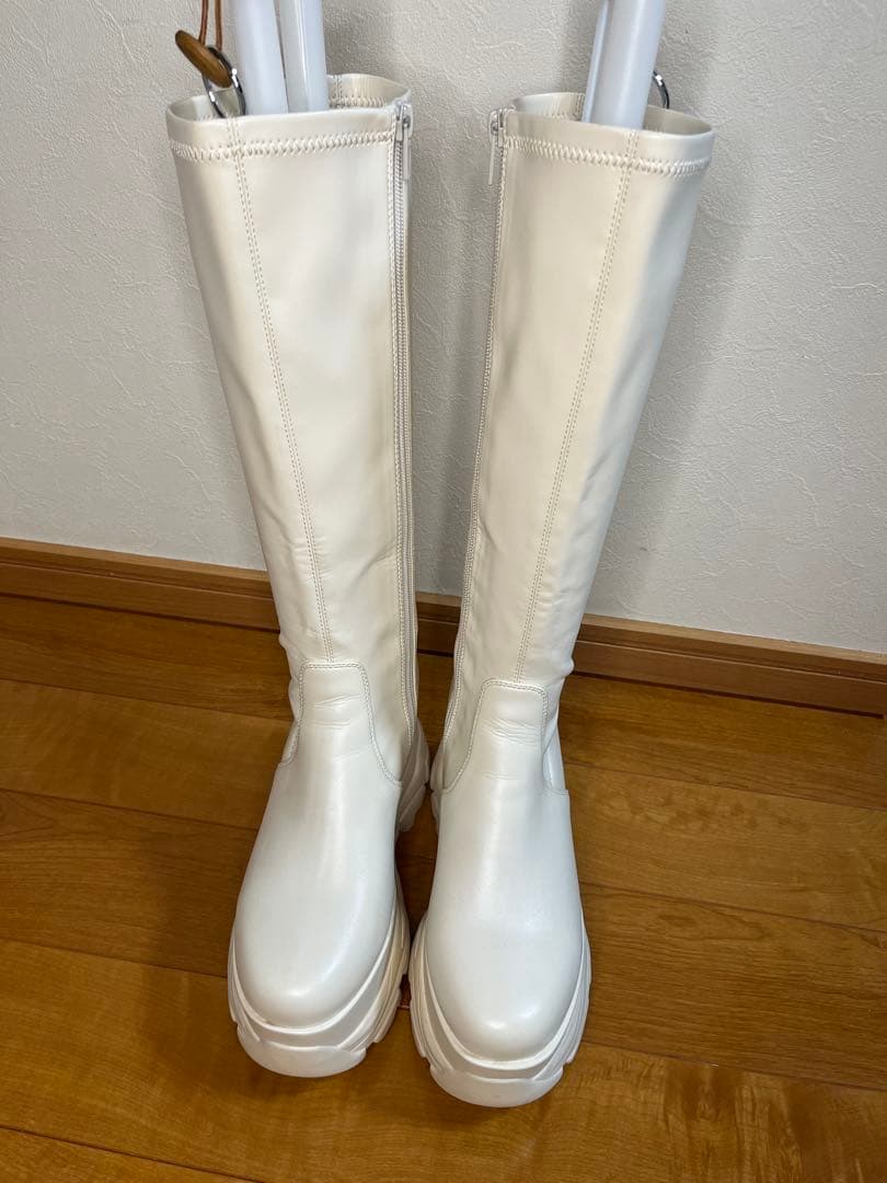 【R&E】厚底ラバーStormストレッチロングブーツ