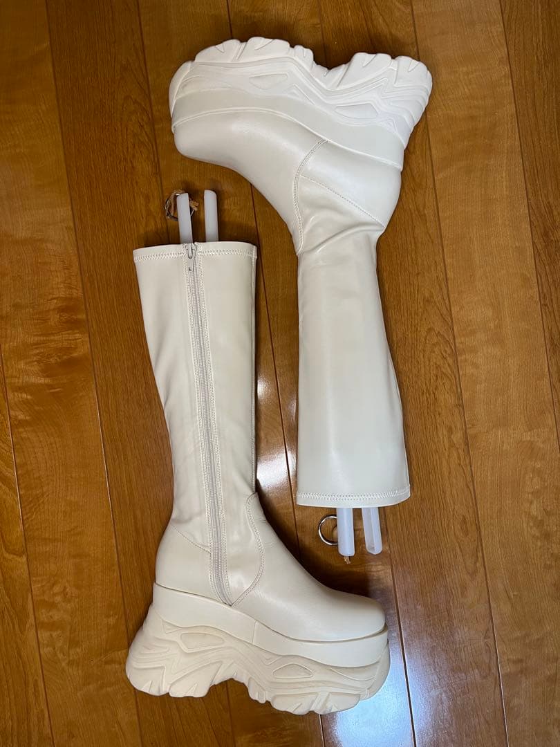 【R&E】厚底ラバーStormストレッチロングブーツ