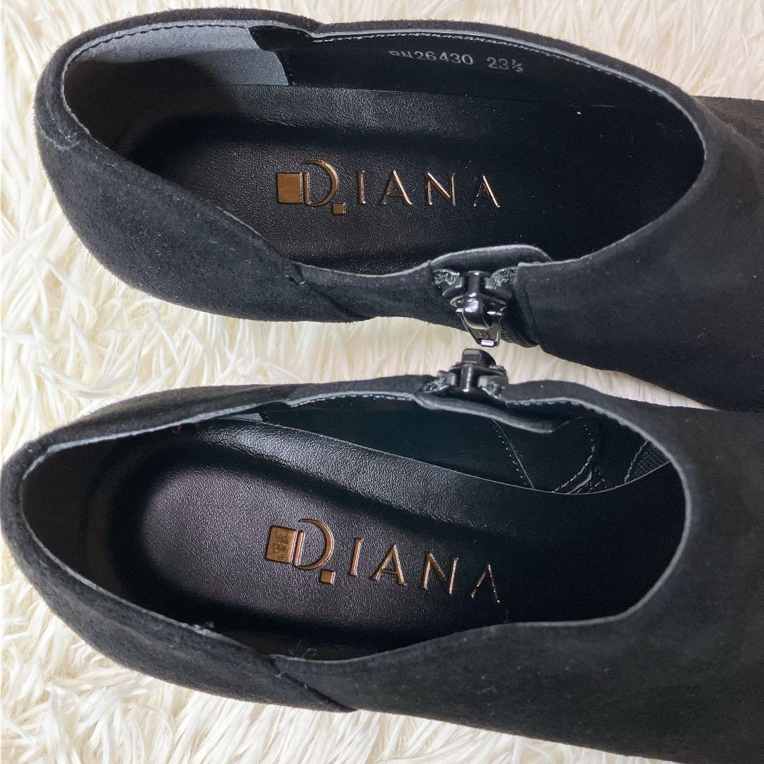 ✨新品・晴雨兼用✨DIANA ブーティ　サイドジップ　スエード　23.5EE 黒