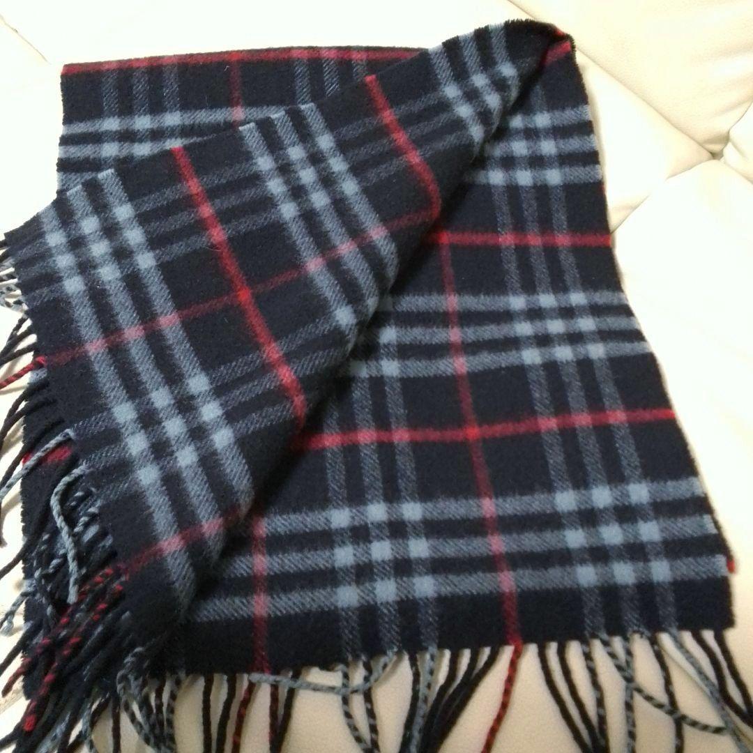 BURBERRY　バーバリー　カシミヤ　　マフラー　ノバチェック　ネイビー
