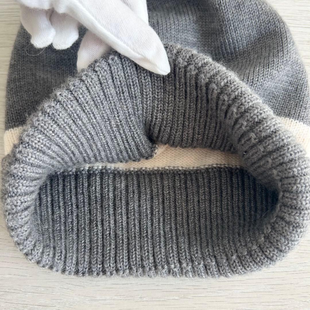 美品 GUCCI グッチ ニットキャップ ビーニー ニット帽 帽子 グレー