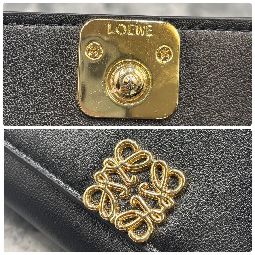 極美品✨ ゴールド金具✨箱付き　ロエベ　アナグラム　トライフォールド　折り財布