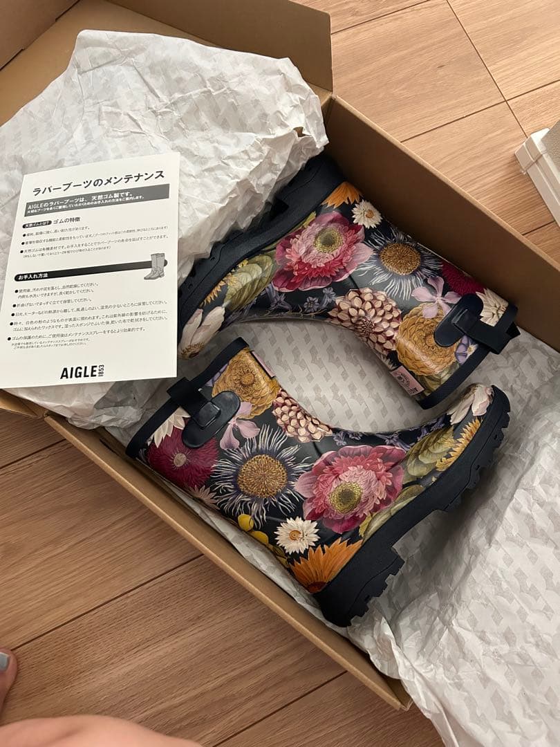 AIGLE 花柄 レインブーツ