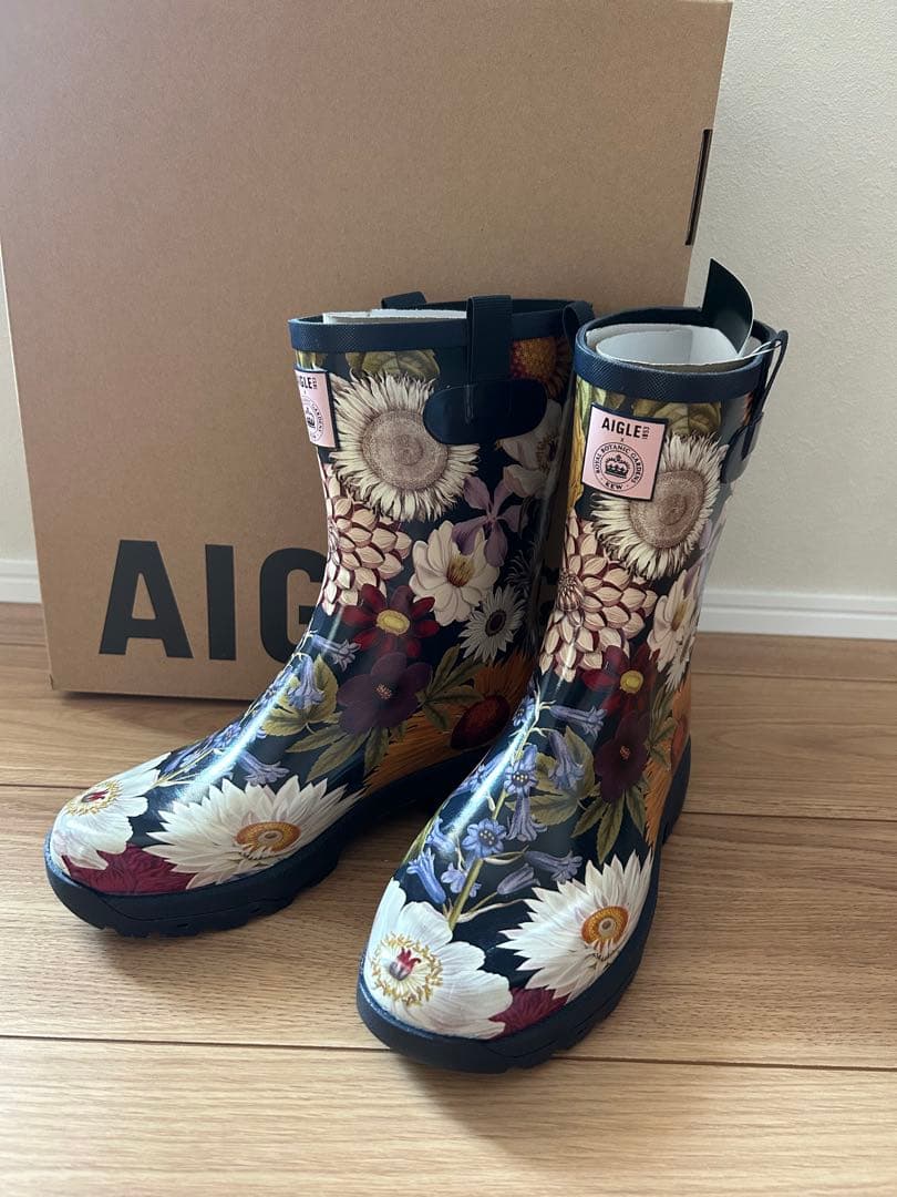 AIGLE 花柄 レインブーツ
