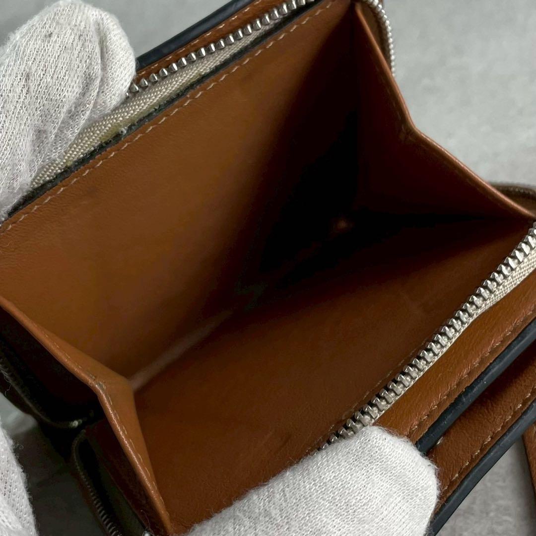 【美品/保存袋】ロエベ コンパクト ジップウォレット ハニーベージュ 折り財布