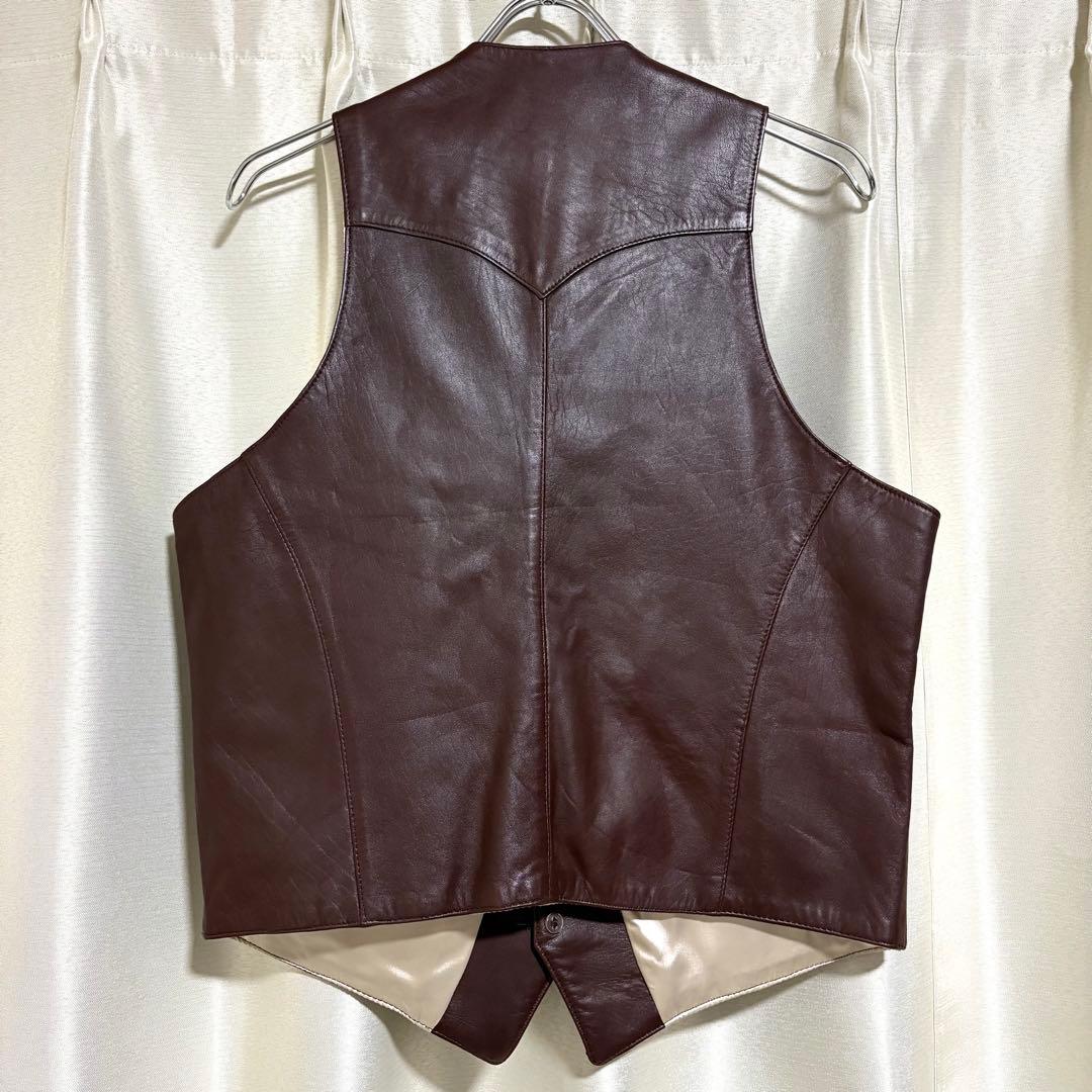 【極上美品】70s U.S.A.製 スムースレザーベスト ゴールデンサイズ M