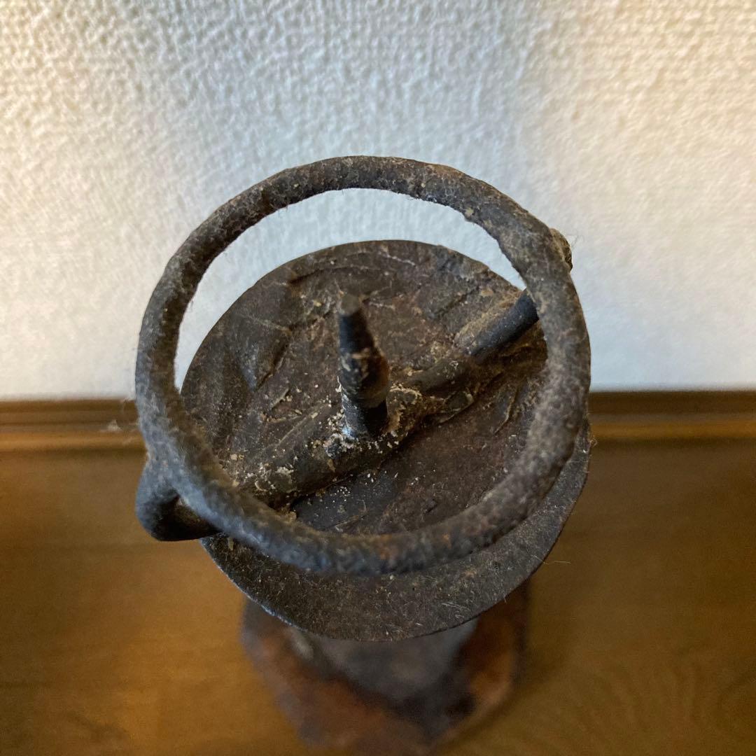 蝋燭立て　古鉄　木製　伸縮性　アンティーク　古道具