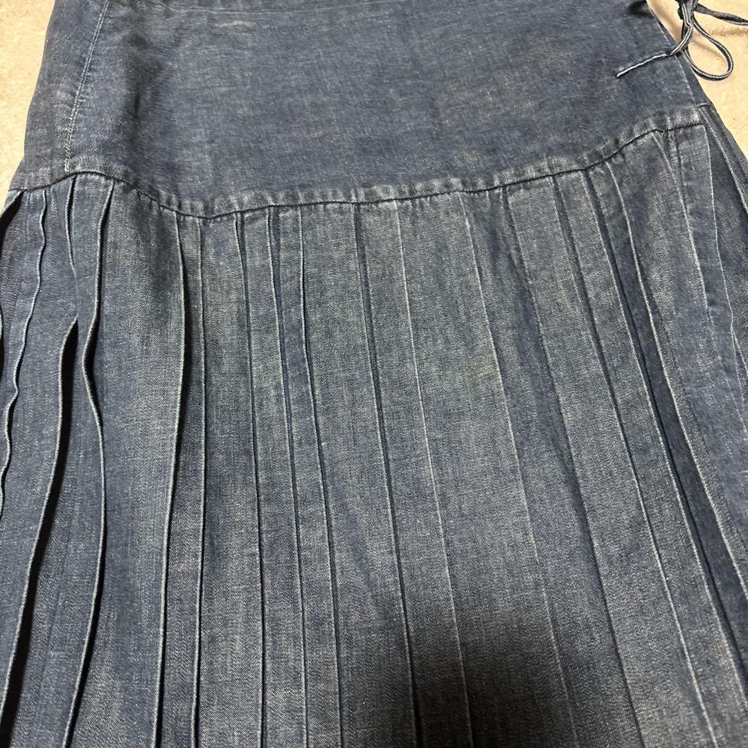 45rpm デニム プリーツ ラップスカート サイズ1 古着 インディゴ