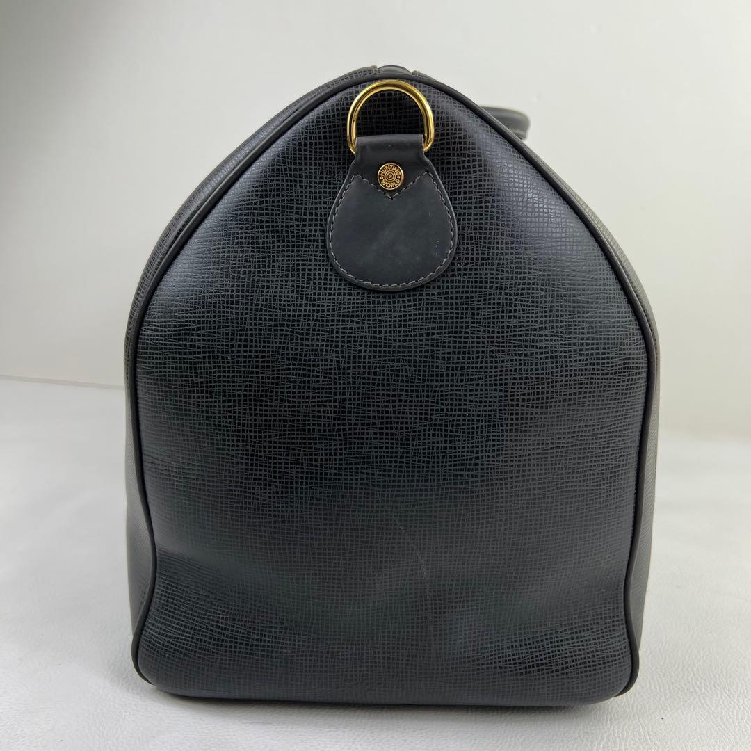 ハンティングワールド ボストンバッグ レザー 出張 ゴールド金具 グレー