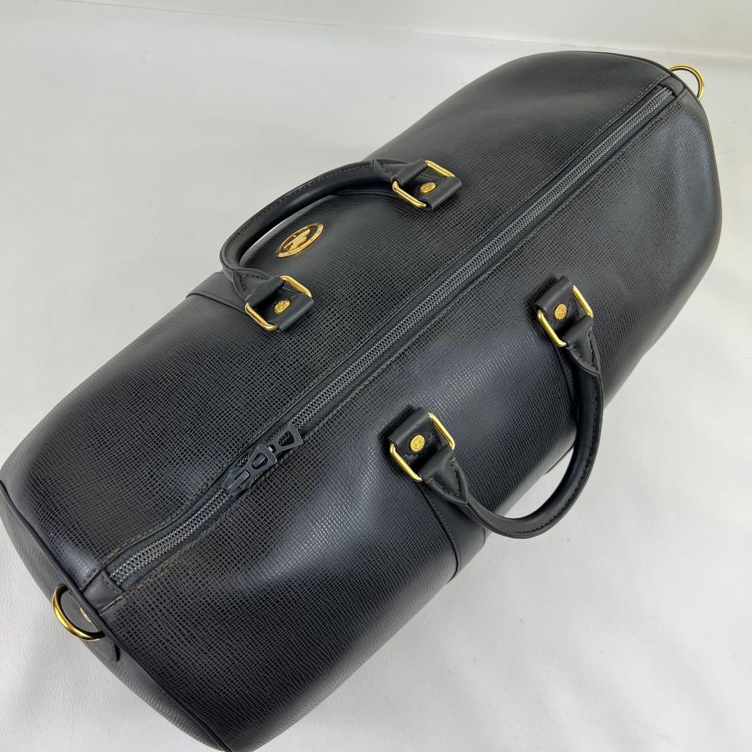 ハンティングワールド ボストンバッグ レザー 出張 ゴールド金具 グレー