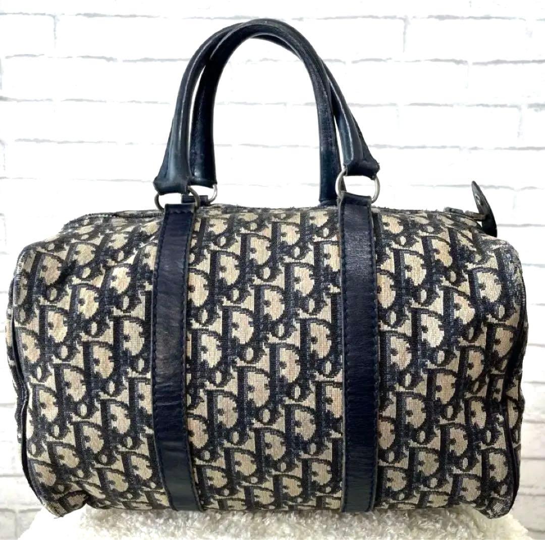 希少 Old Dior ディオール トロッター ボストン ネイビー ヴィンテージ