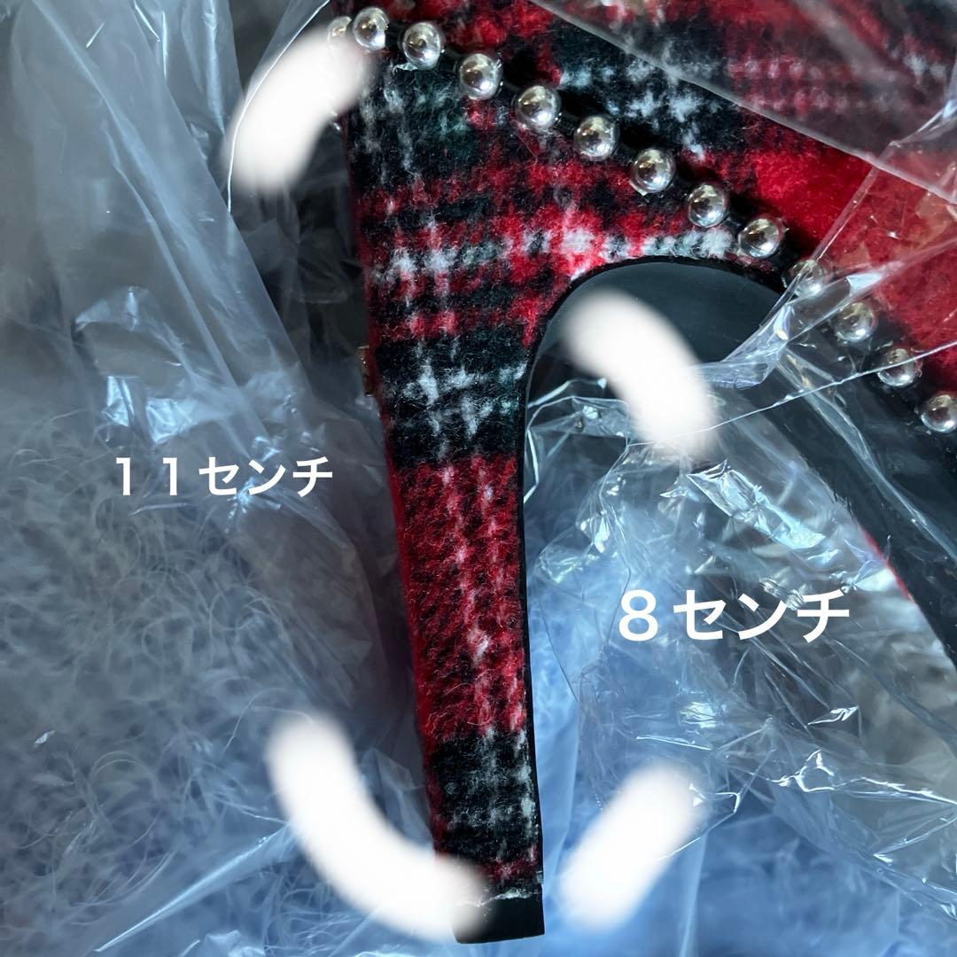 【激レア】YELLO イエロー　レディースブーツ　ビジュー　Ｌ　赤のチェック