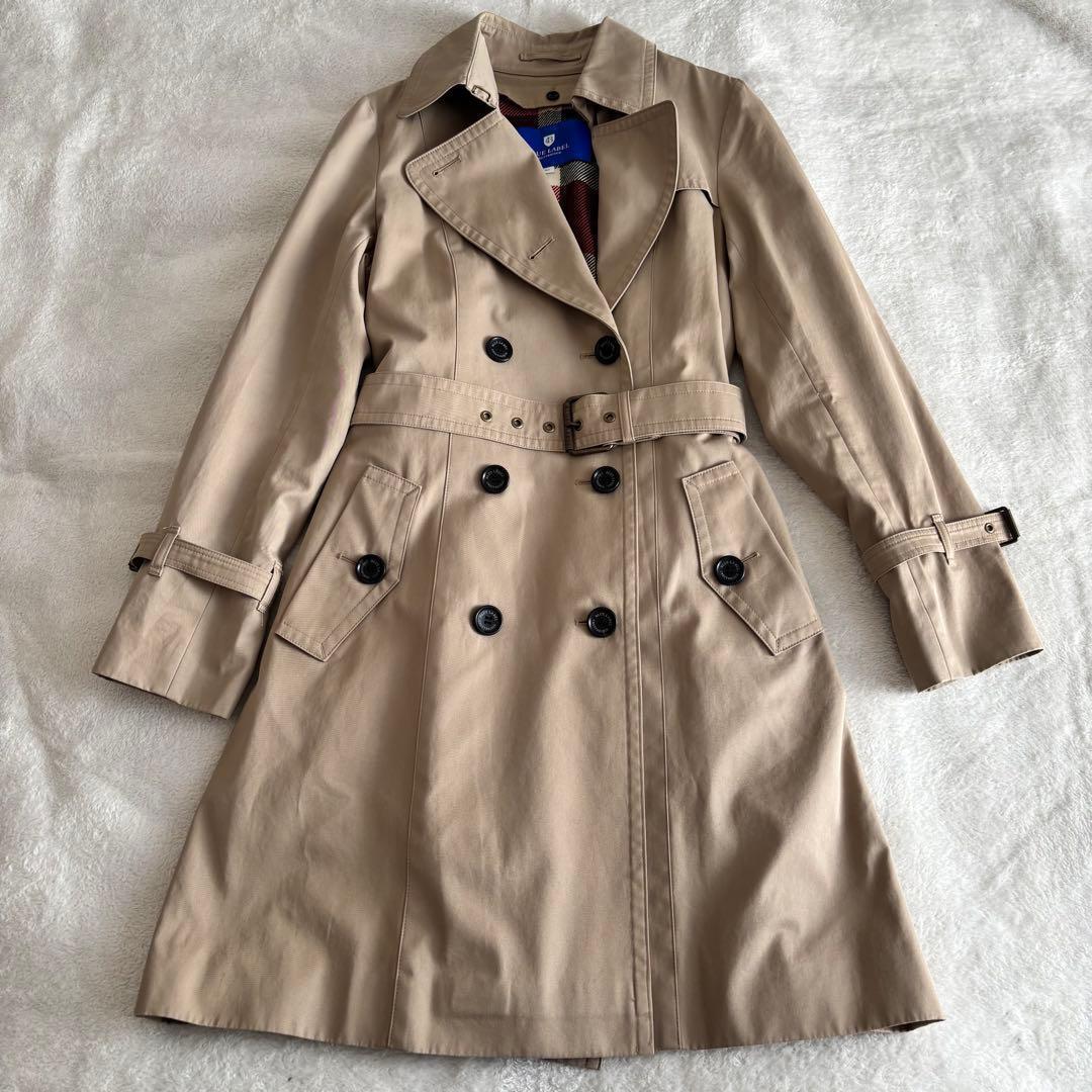 美品 ブルーレーベル・クレストブリッジ トレンチコート ベージュ L 保存袋付
