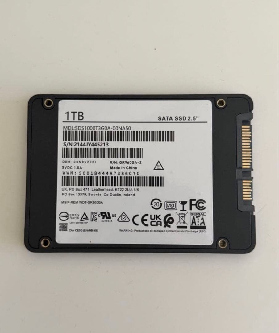 【ジャンク品】1TB SSD（動作未確認・速度低下の可能性あり）