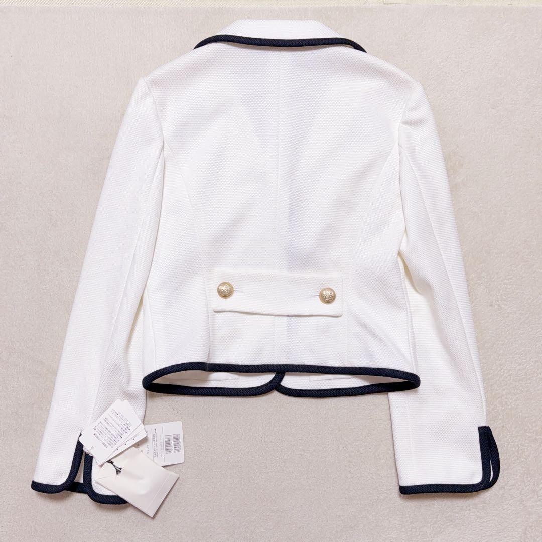 美品　M's GRACY 上品　パイピングホワイトジャケット　金ボタン　白