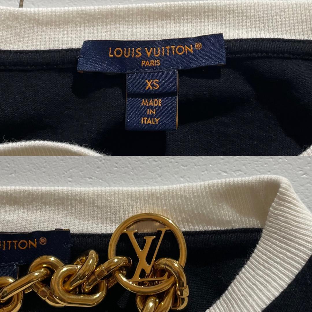 【極美品/箱付き】ルイヴィトン チェーン金具 LV Tシャツ 半袖シャツ 黒