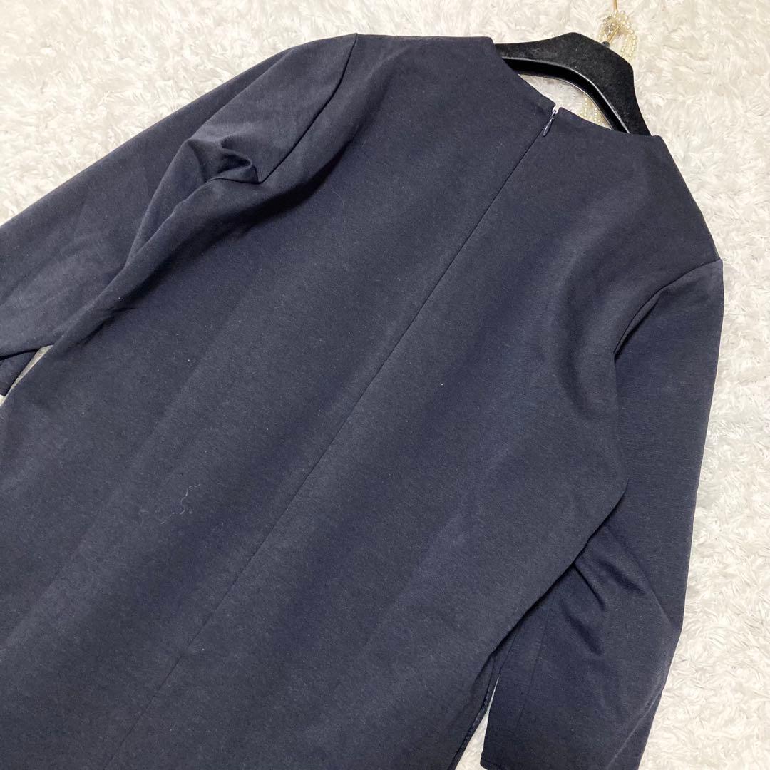 Ballsey ニットコンビポンチ クルーネックワンピース 36 ネイビー