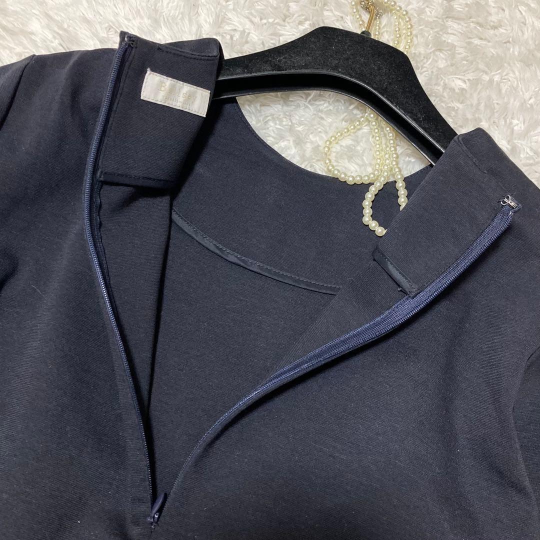 Ballsey ニットコンビポンチ クルーネックワンピース 36 ネイビー