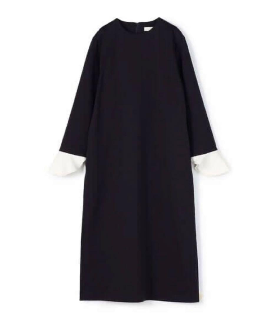 Ballsey ニットコンビポンチ クルーネックワンピース 36 ネイビー