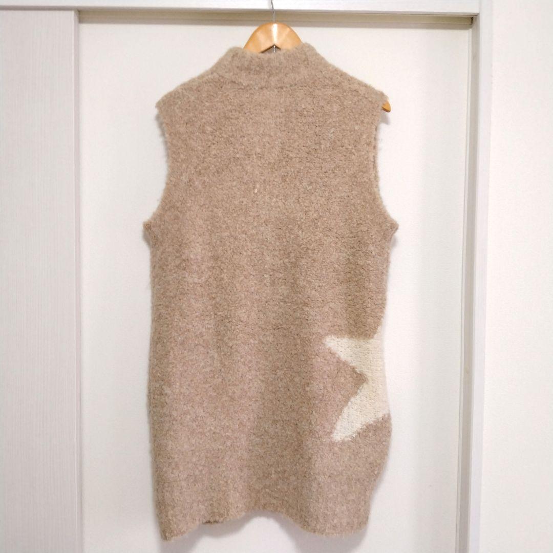 【新品】ツモリチサトスリープ　ベージュ 星モチーフ ふわもこロングベスト　ジレ
