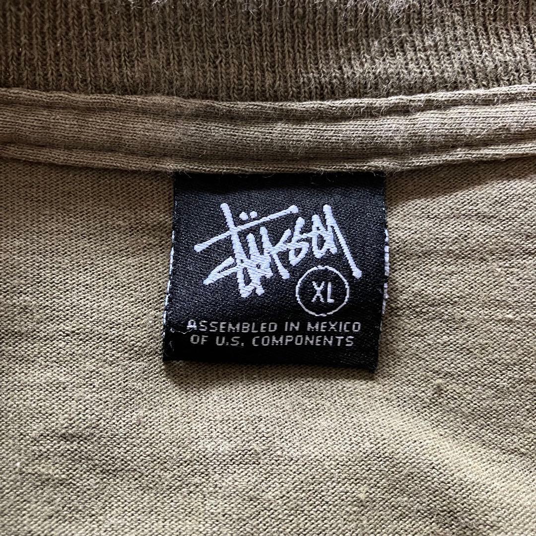 00's オールドステューシー 折れクラウン ワールドツアーtシャツ カーキXL