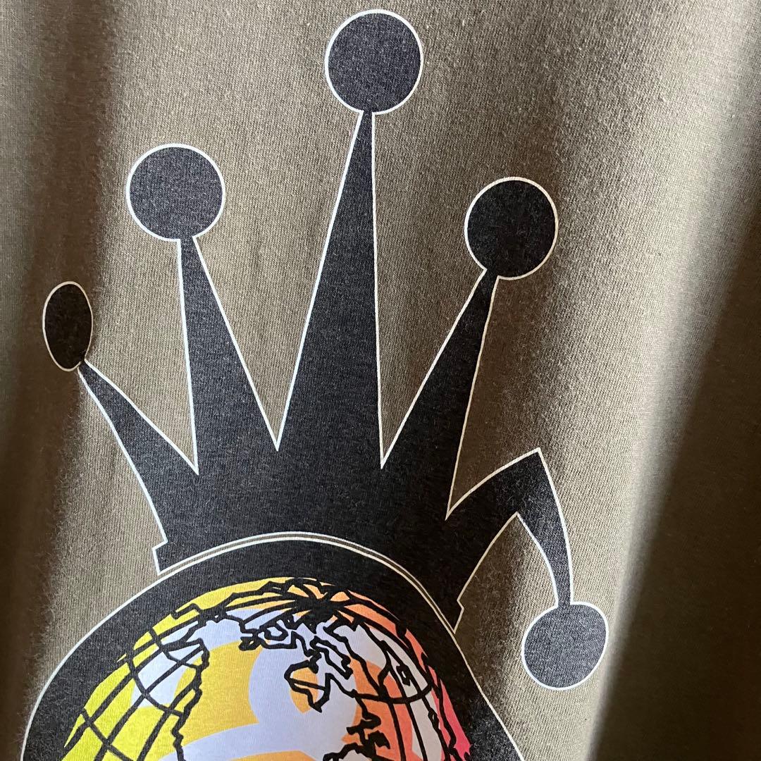 00's オールドステューシー 折れクラウン ワールドツアーtシャツ カーキXL