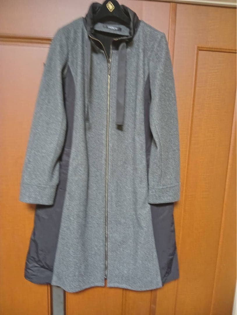 HIROKO BIS ヒロコビス　異素材スタンドカラー　ロングコート