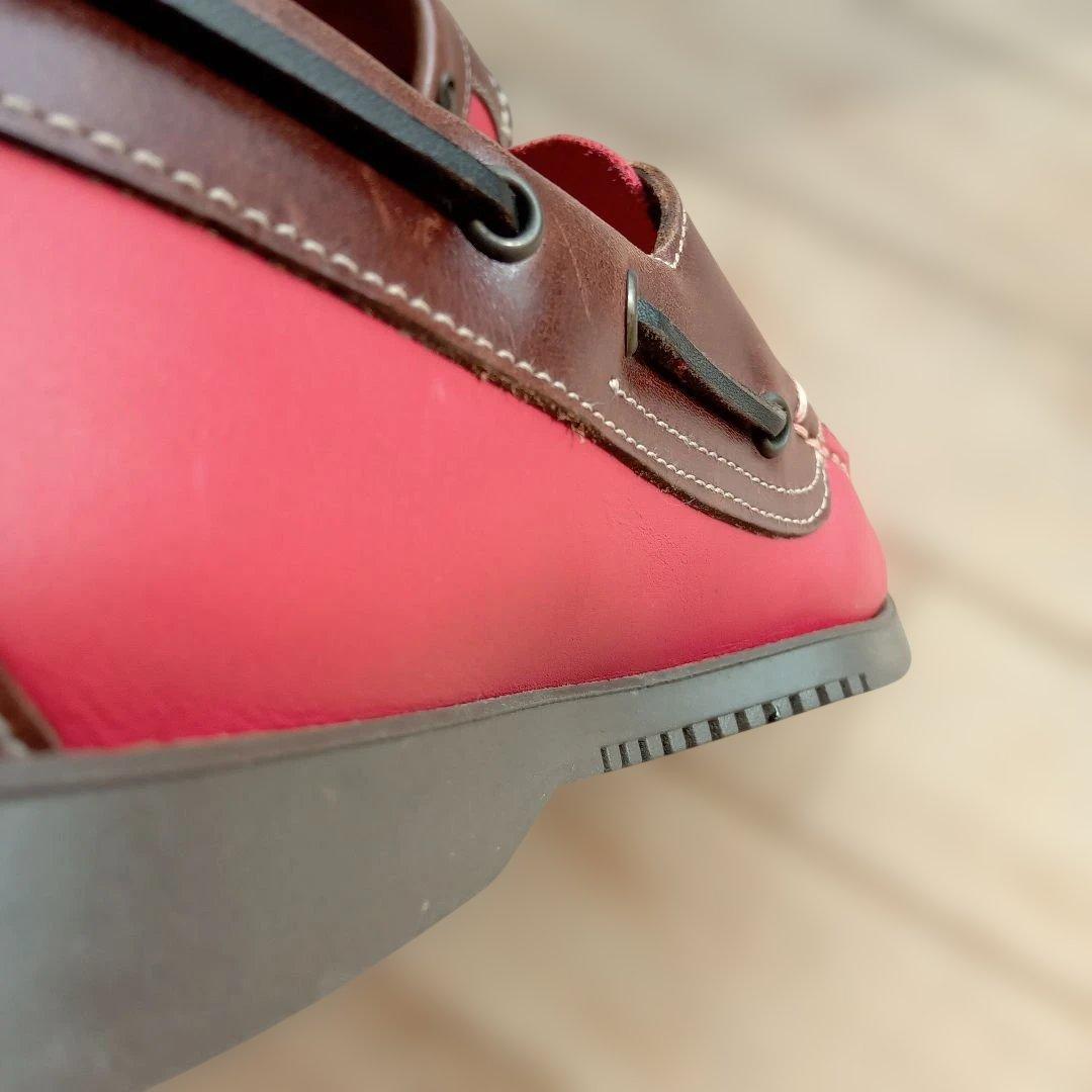 パラブーツ　Paraboot　赤レザー　デッキシューズ