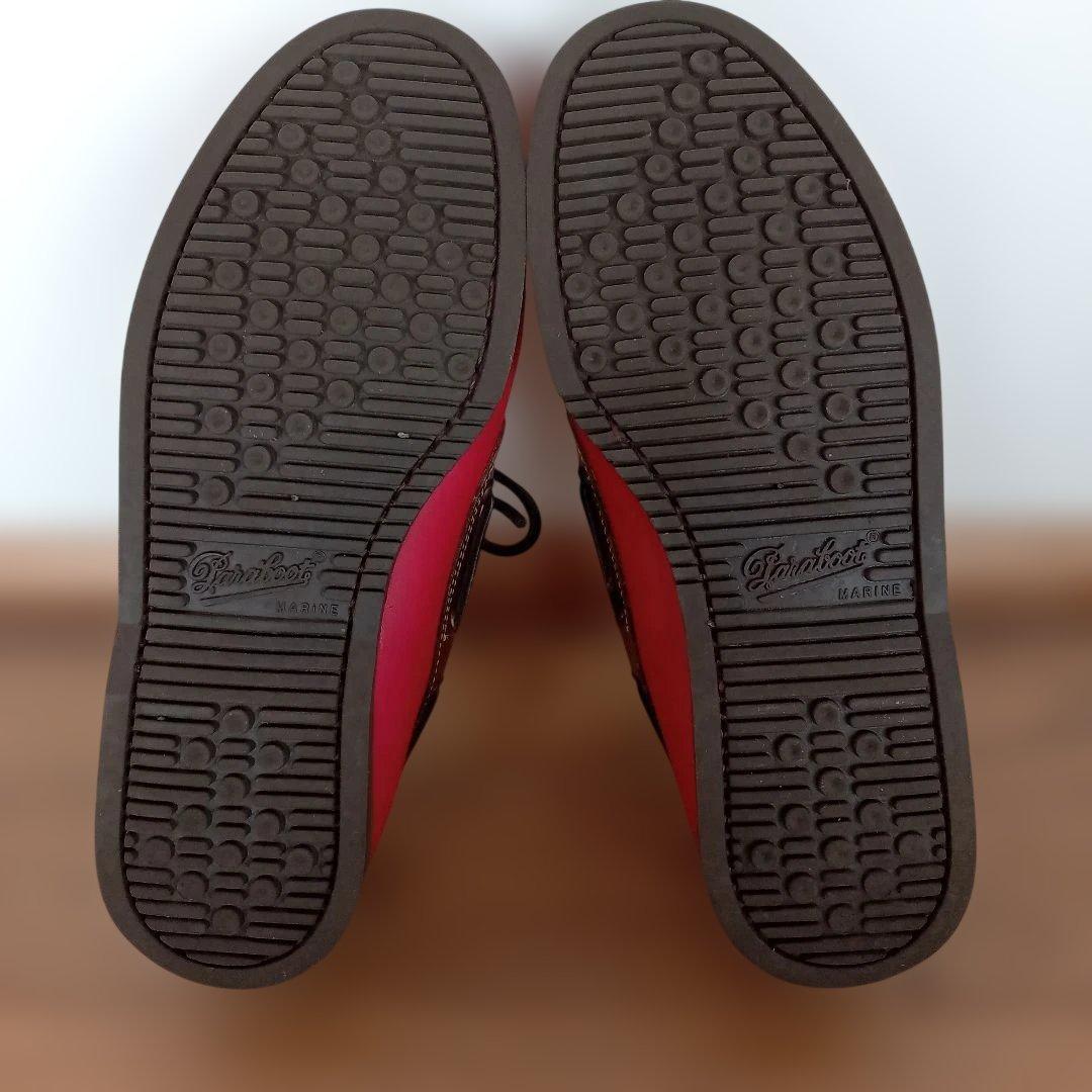 パラブーツ　Paraboot　赤レザー　デッキシューズ