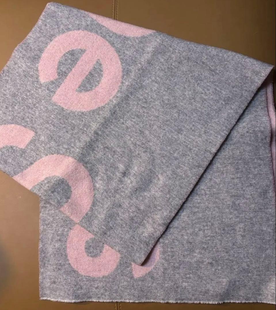 タイムセール‼️Acne Studios マフラー グレー/ピンク 220x50