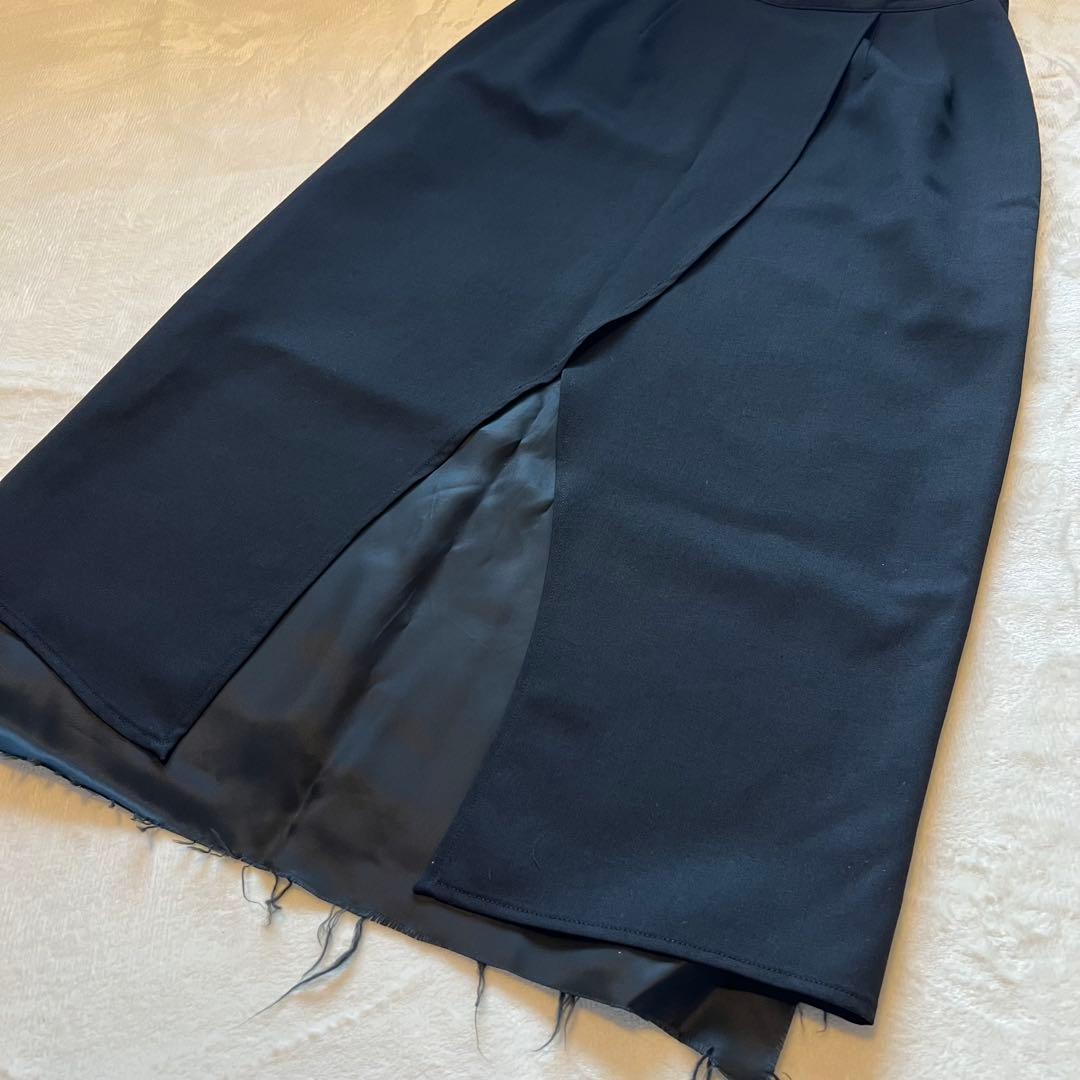 【美品】sulvam サルバム　カットオフ　スカート　裏地あり　ブラック　黒　M