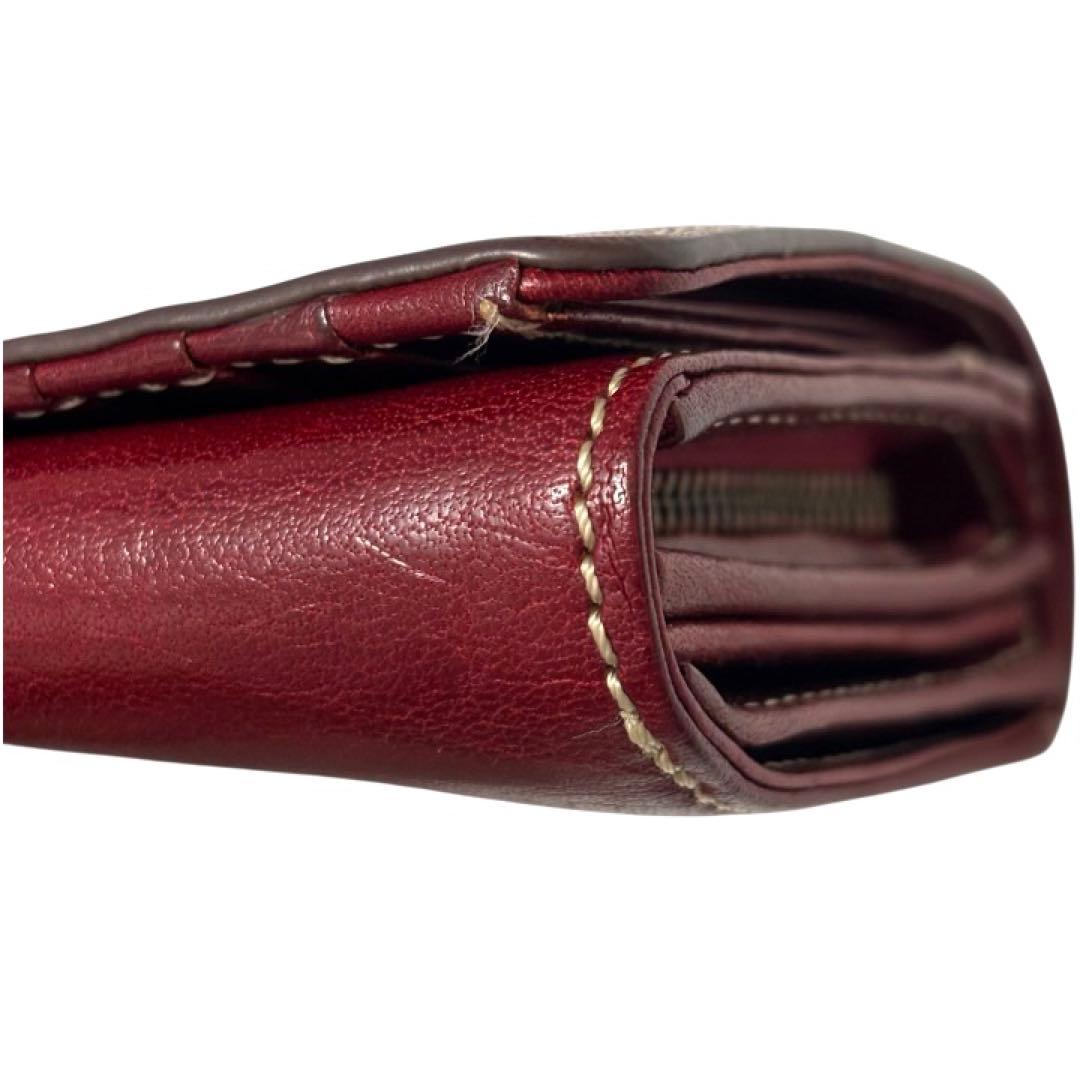 美品 ダコタ Dakota フォンス 二つ折り財布 レザー 本革 レッド