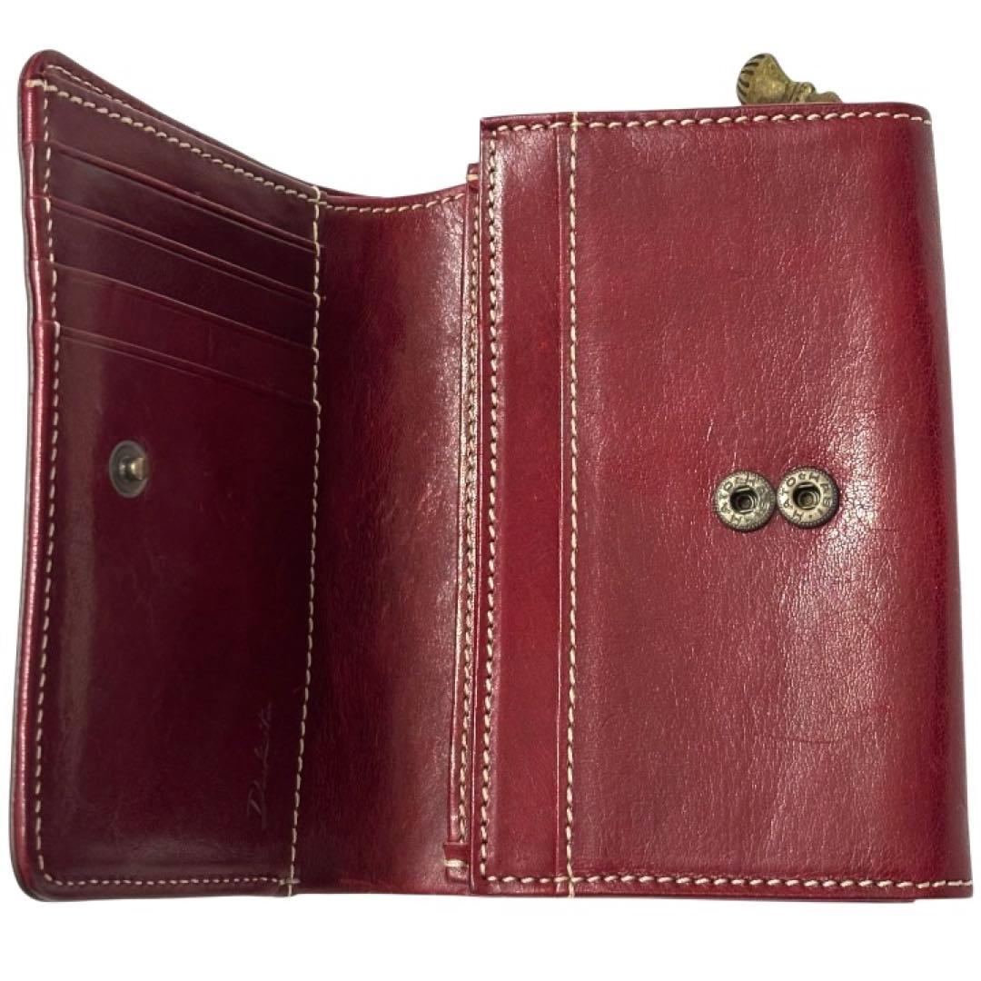 美品 ダコタ Dakota フォンス 二つ折り財布 レザー 本革 レッド