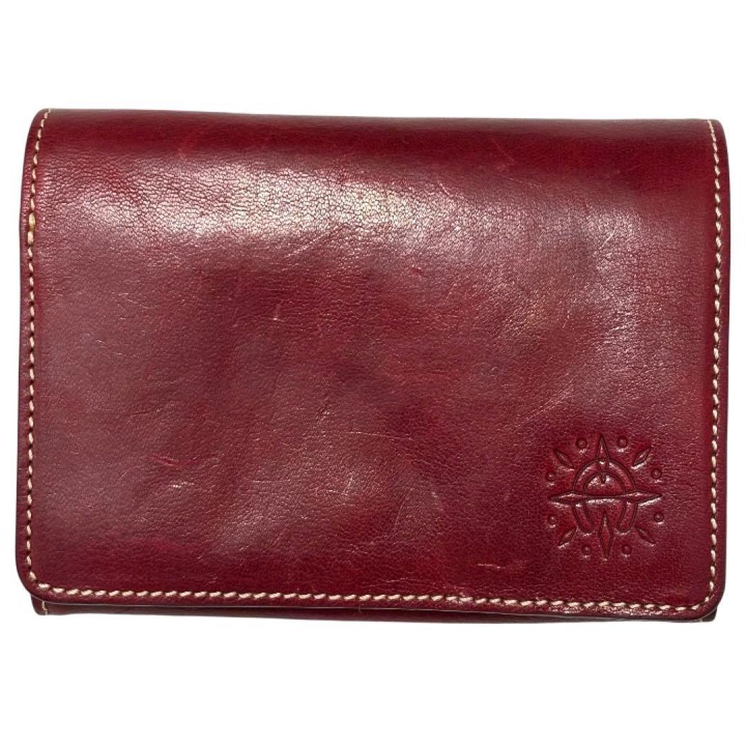 美品 ダコタ Dakota フォンス 二つ折り財布 レザー 本革 レッド
