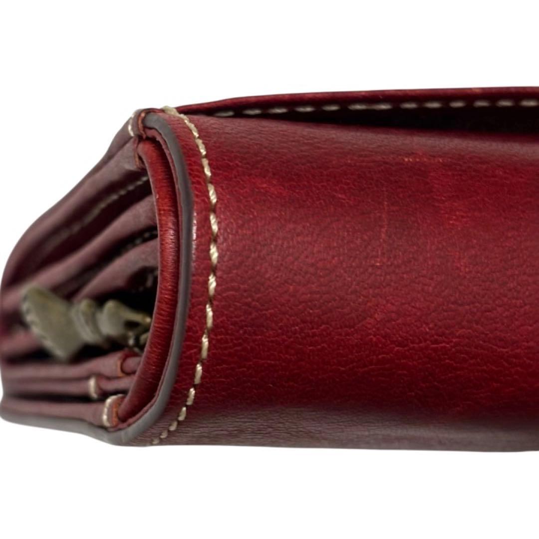 美品 ダコタ Dakota フォンス 二つ折り財布 レザー 本革 レッド