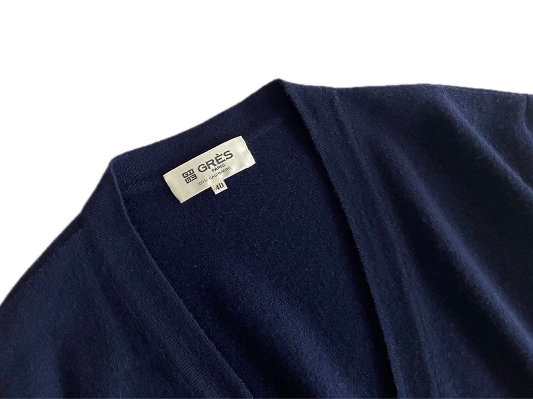 良品 GRES グレ カシミヤ 100% ロングカーディガン 金ボタン ニット
