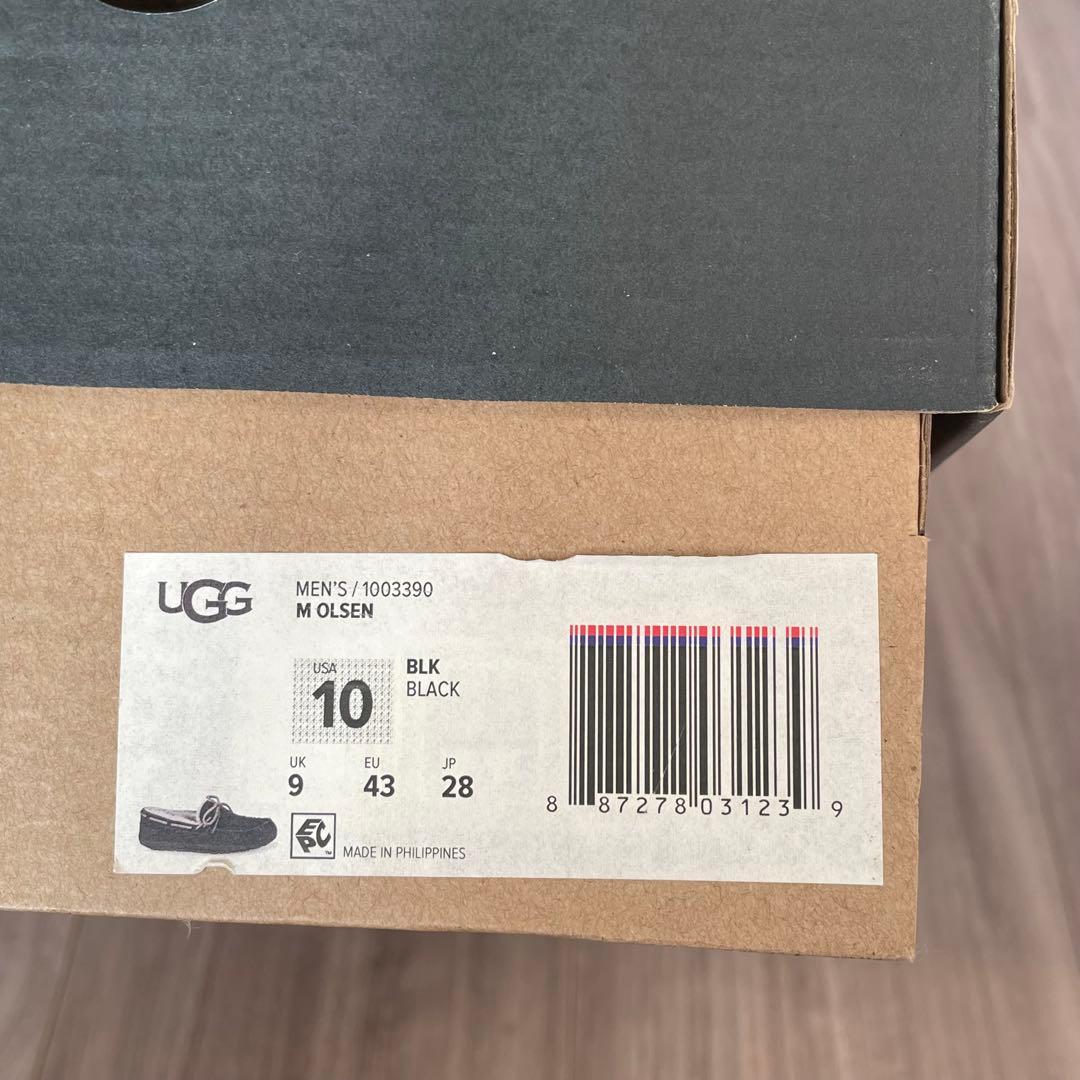 UGG モカシン　28cm　スエード　ムートンシューズ　スリッポン　ブラック　黒