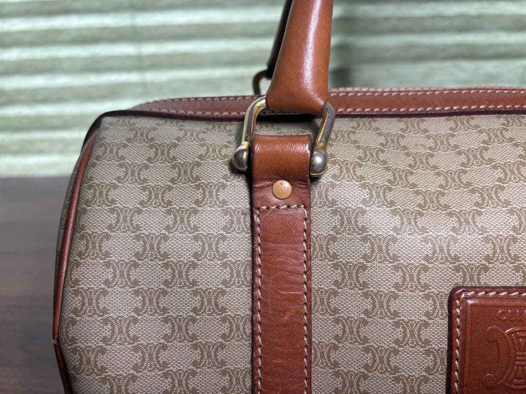 CELINE ボストンバッグ マカダム トリオンフ PVC レザー