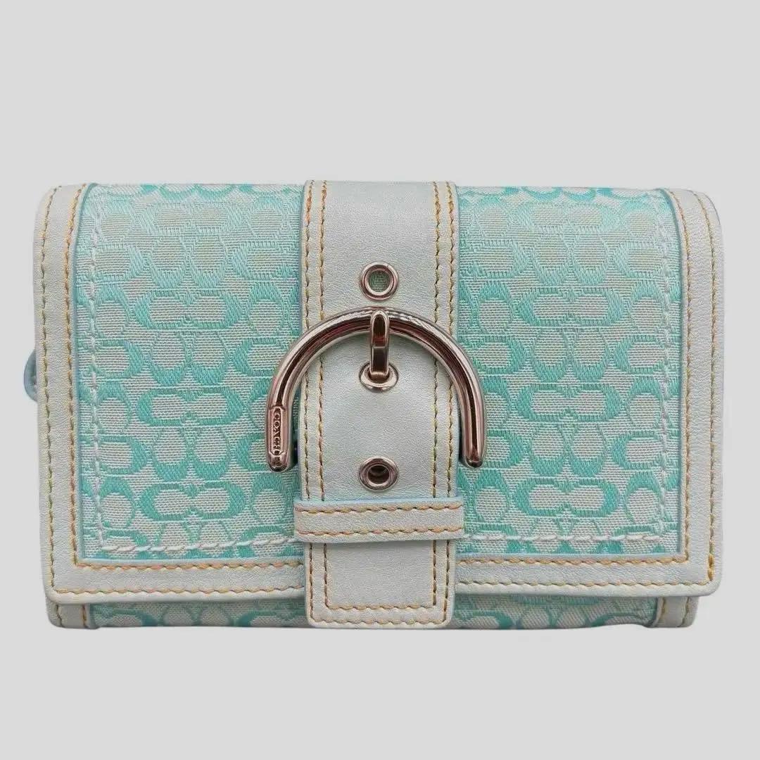 Coach Soho Mini Signature Flap Wallet 青