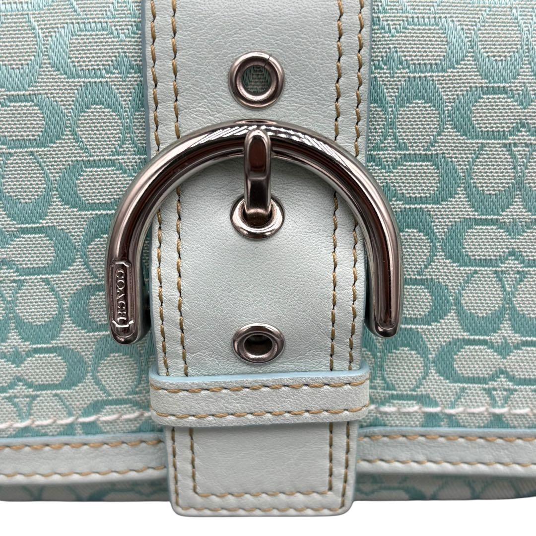Coach Soho Mini Signature Flap Wallet 青